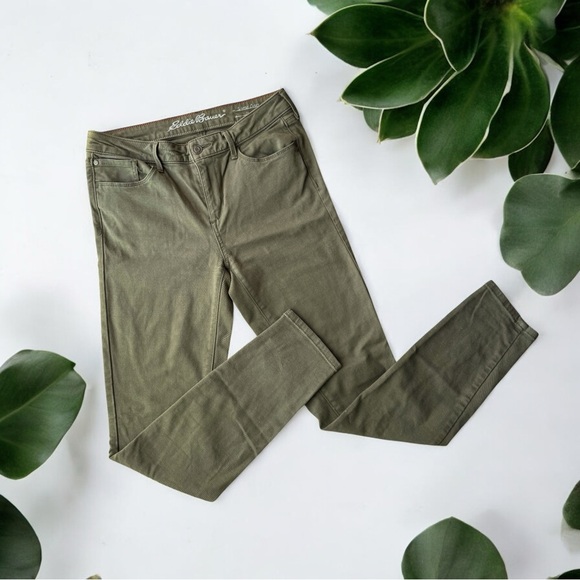Eddie Bauer Elysian Slightly Curvy Skinny Olive Green Jeans - Picture 1 of 10